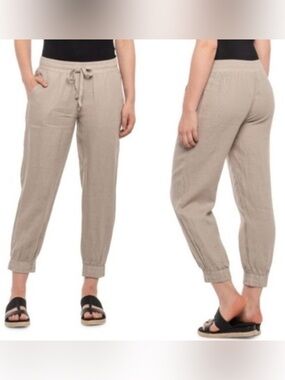 Anthropologie Cloth & Stone Lyocell Easy Joggers Beige Sz M 100% tencel comfy